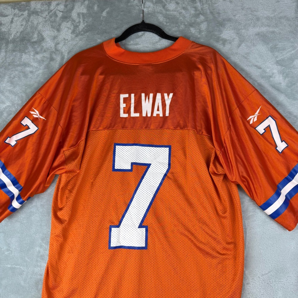 REEBOK John Elway Denver Broncos Mens L Orange Gridiron Classic Throwback Jersey